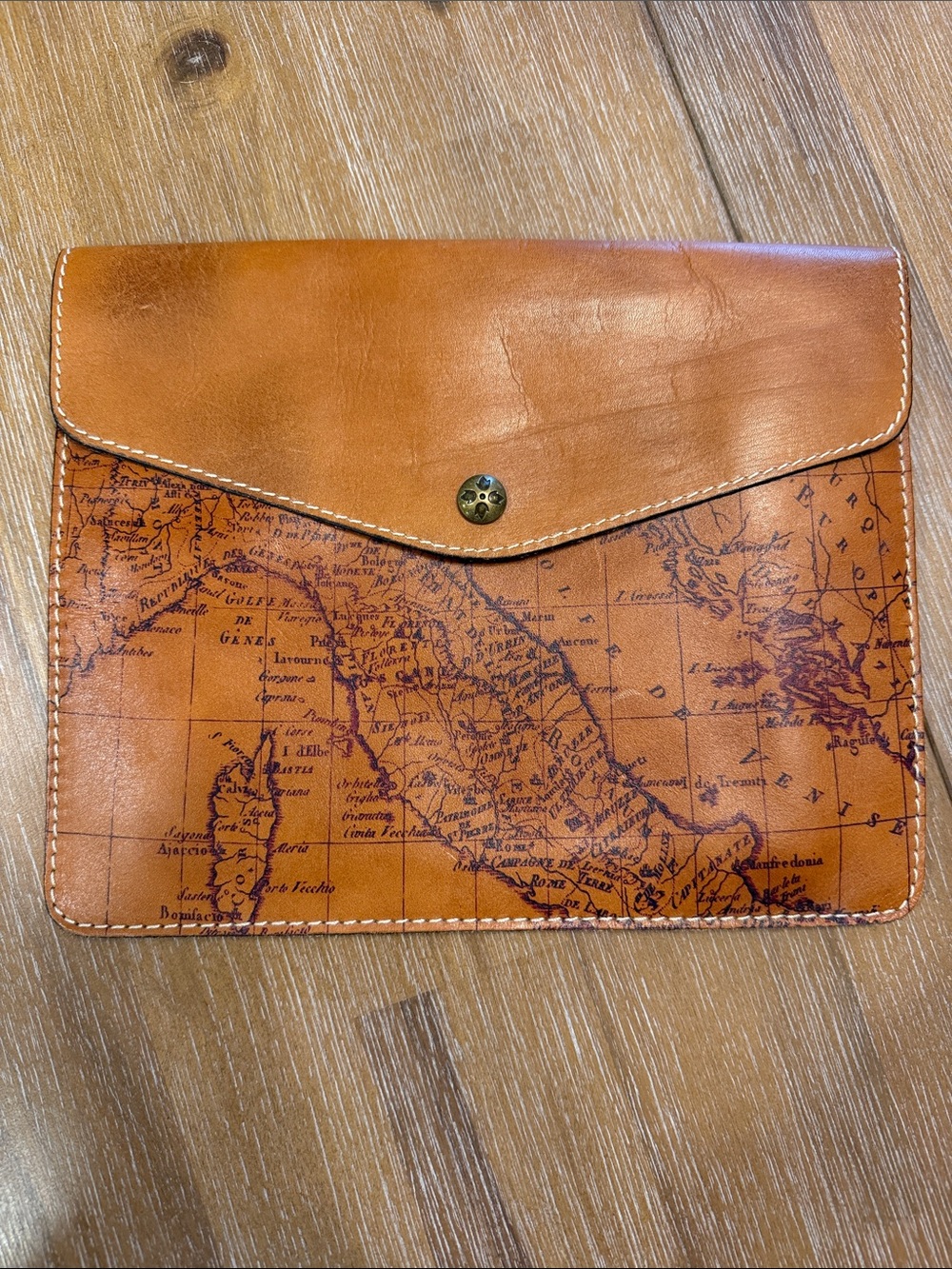 Patricia Nash Map-Print Envelope Clutch - Tan